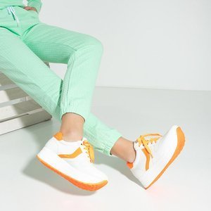 Fehér és narancssárga sportcipő nőknek a Dahn platformon - cipő