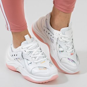 Fehér és rózsaszín edzőcipők holografikus betétekkel Etana - Lábbeli