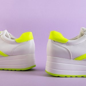 Fehér és sárga sportcipő nőknek a Dahn platformon - cipő