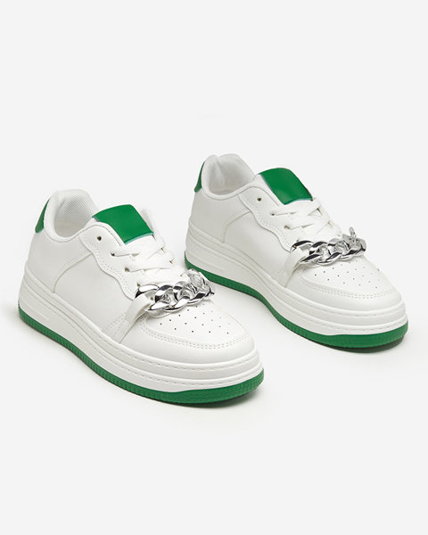Fehér és zöld sportcipő láncos női tornacipő Nevito - Lábbeli
