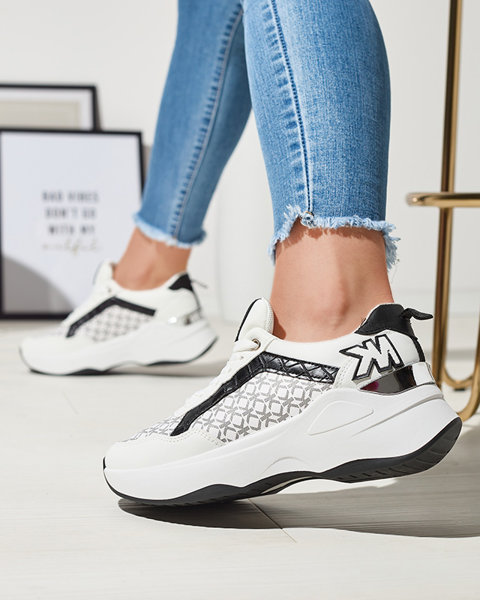 Fehér-fekete női sportcipő nyomtatással Disizi Footwear