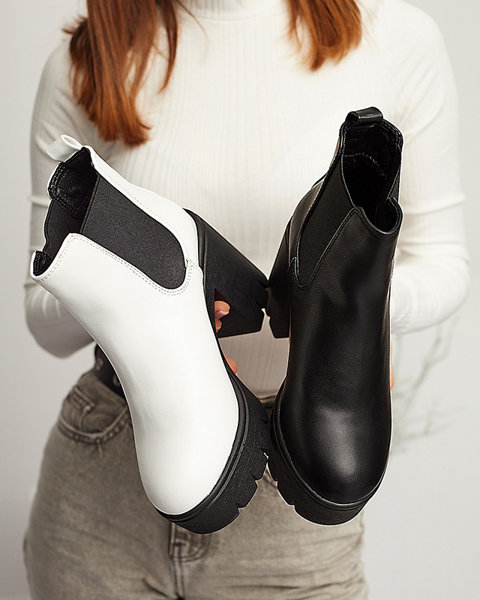 Fehér női bokacsizma magasabb oszlopon Arlinn- Footwear