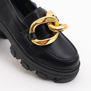 Fekete cipő arany díszítéssel Lygia - Cipő
