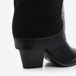 Fekete magas sarkú csizma felhajtható felsőrésszel Zago- Cipő