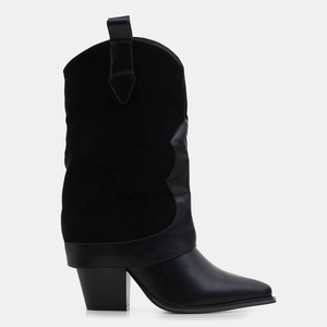 Fekete magas sarkú csizma felhajtható felsőrésszel Zago- Cipő