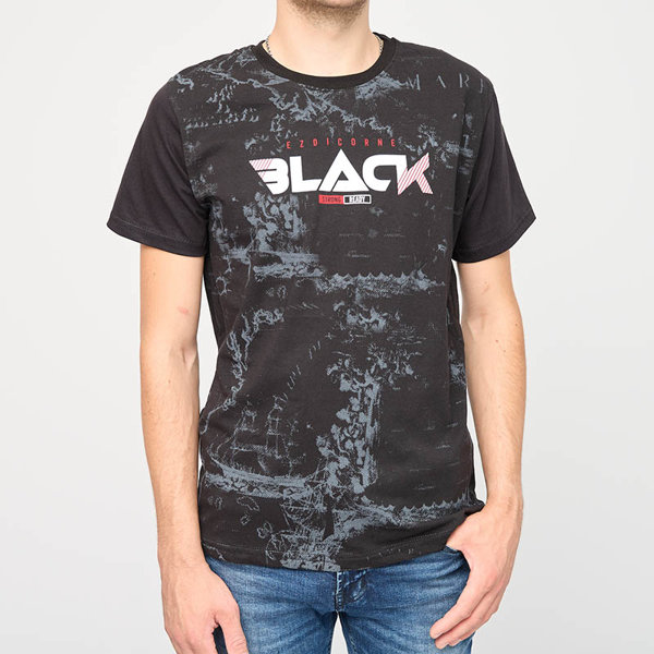 Fekete mintás férfi póló - Ruházat