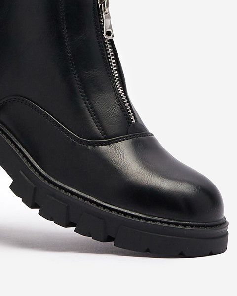 Fekete női csizma középen cipzárral Elibb- Footwear