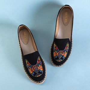 Fekete női espadrillák Moroni hímzéssel - Cipők