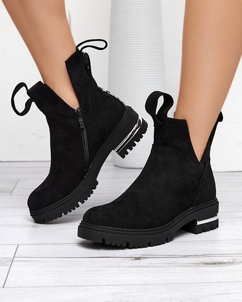 Fekete női lapos sarkú csizma a Dezi-től - Footwear