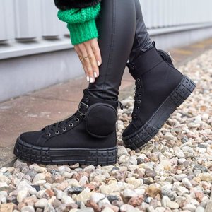 Fekete női magas tornacipő a Martsia platformon-Cipő