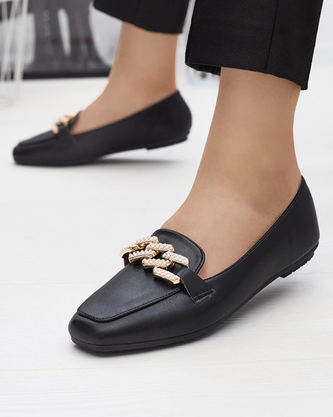 Fekete női naplopók gyöngy díszítéssel Krelizo - Cipők