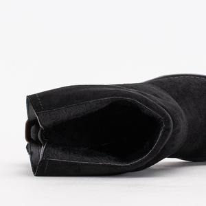 Fekete női öko -velúr lapos sarkú csizma Teresi - Cipő