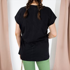 Fekete női póló görög díszítéssel PLUS MÉRET - Ruházat