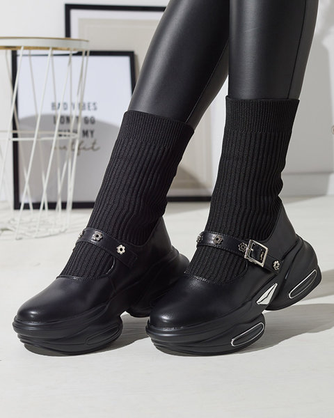Fekete női sportcsizma felsővel a'la sock Folden- Footwear