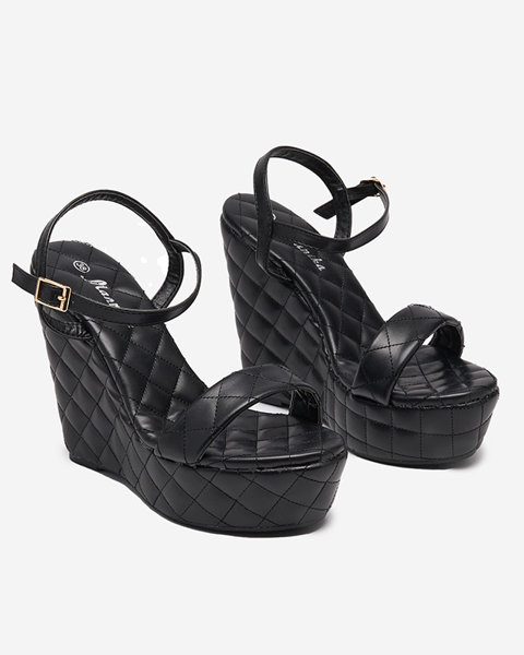 Fekete női szandál magas éksarkú Darcobi- Shoes