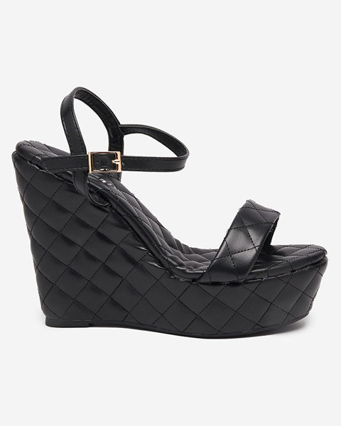 Fekete női szandál magas éksarkú Darcobi- Shoes