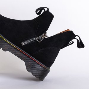 Fekete öko -velúr női csizma Odeta cipzárral - Cipő