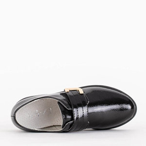 Fekete tépőzárral lakkozott gyerekcipő - Lábbeli