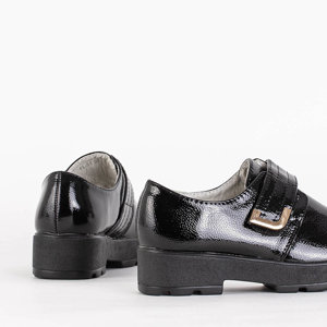 Fekete tépőzárral lakkozott gyerekcipő - Lábbeli