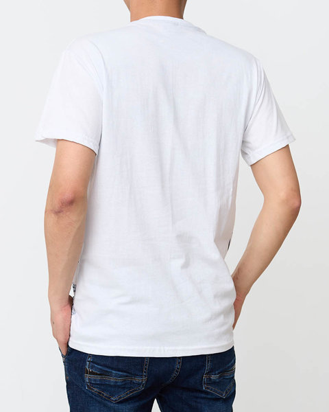 Férfi fehér mintás póló - Ruházat