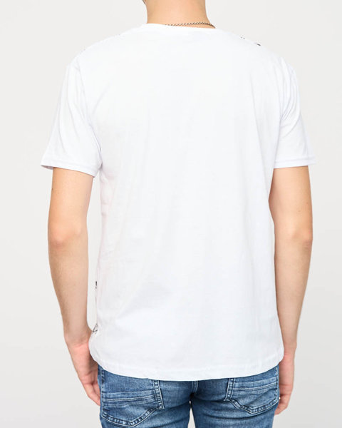 Férfi fehér mintás póló - Ruházat