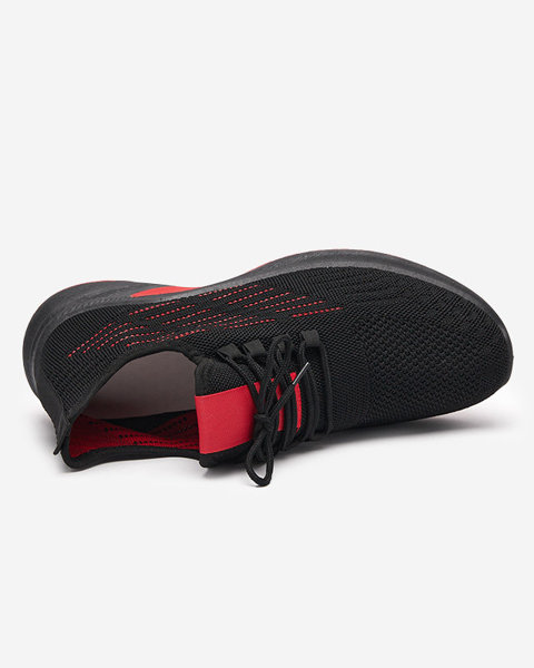 Férfi fekete fűzős tornacipő piros betétekkel Nertic - Lábbeli
