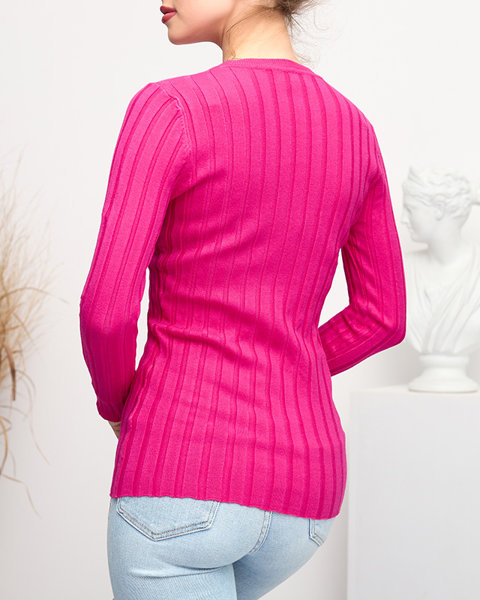 Fukszia női csíkos pulóver - Ruházat