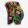Granatowe damskie krótkie spodenki w kwiaty - Odzież