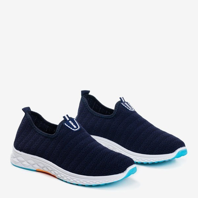 Granatowe męskie sportowe buty slip - on Telfer- Obuwie