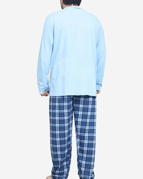 Kék férfi gombos pizsama- Ruházat