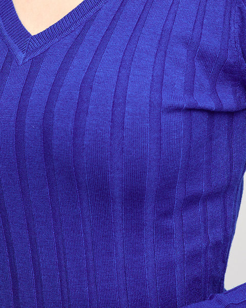 Kobalt női V-nyakú pulóver - Ruházat