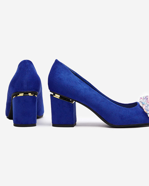 Kobalt színű női cipő színes kristályokkal Xitas - Lábbeli