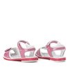 Malinowo-białe dziewczęce sandały z aplikacją Ran- Obuwie