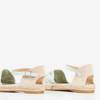 Miętowe sandały typu espadryle z ażurową cholewką Asia - Obuwie