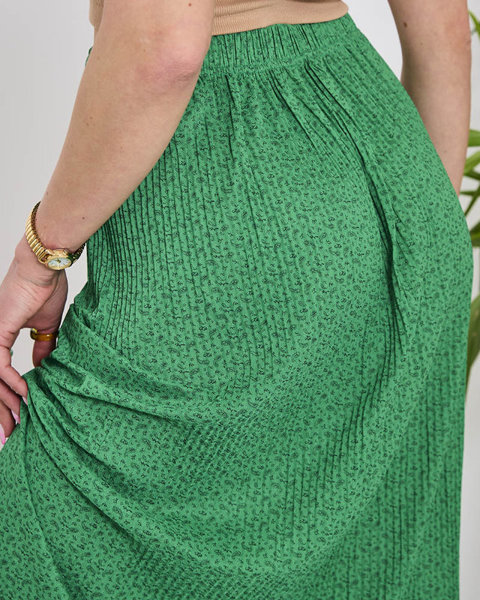 Mintás zöld női rakott midi szoknya - Ruházat