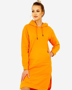 Narancssárga térdig érő pulóver ruha - Ruházat