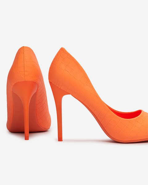 Neon narancssárga női tűsarkú cipő dombornyomással Asota - Lábbeli