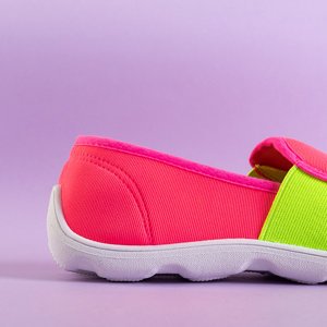 Neon rózsaszín női szőtt cipők csúsznak a Molarára - cipők