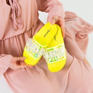 Neon sárga női papucs kövekkel Halpasi - Cipő