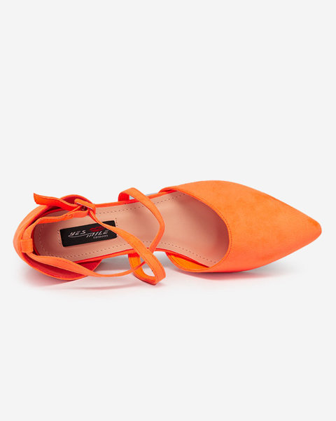 Neonnarancssárga lapossarkú női pumpák Wohasi- Cipők