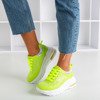 Neonowe żółte sportowe sneakersy damskie z holograficznymi wstawkami Piulesa - Obuwie