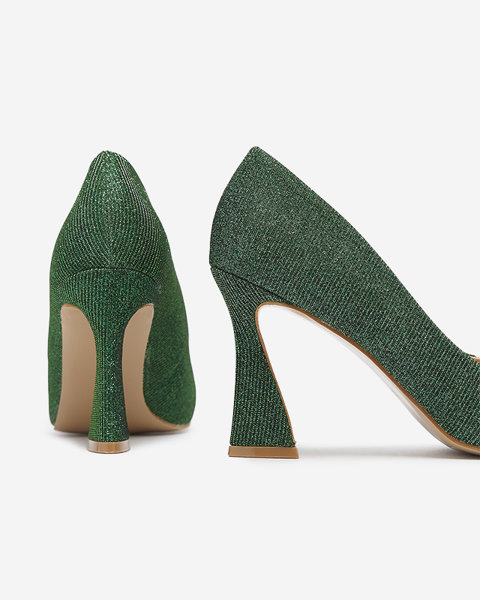 Női brokát cipő zöld színben Bluskita - Lábbeli