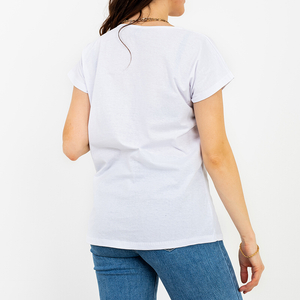 Női fehér póló PLUSZ MÉRET nyomtatással - Ruházat