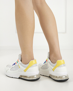 Női fehér sportcipő sárga Nelini betéttel - cipő