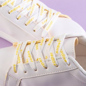 Női fehér sportcipők sárga betétekkel Xosi - Lábbeli