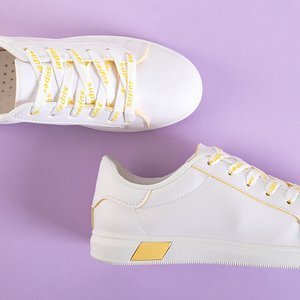 Női fehér sportcipők sárga betétekkel Xosi - Lábbeli