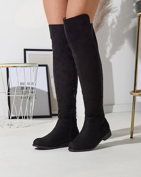 Női fekete öko szarvasbőr over-the-knee csizma Doggu- Footwear