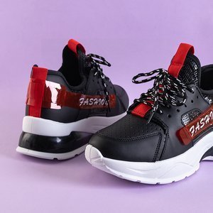 Női fekete sportcipők piros betétekkel Tadea - Lábbeli