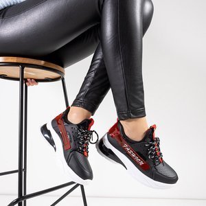 Női fekete sportcipők piros betétekkel Tadea - Lábbeli