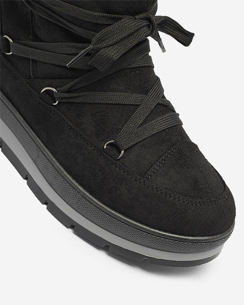 Női fűzős platform a'la hócsizma fekete színben Lapres- Footwear